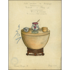 Cochinchine/Dessin de mémoire : un service à bétel Annamite.