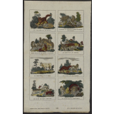 Fables de La Fontaine et autres bestiaires. Planche de l'imagerie de Lille. 