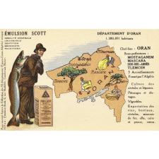 Émulsion Scott - Débilité générale, croissance, dentition, bronchite, rachitisme - Département d'Oran - 1.380.891 habitants - Chef-Lieu : Oran - Sous-préfectures : Mostaganem, Mascara, Sidi-Bel-Abbès, Tlemcen.