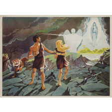 Tableau mural. N°11. Adam et Eve au jardin d'Eden . N°12. Adam et Eve chassés du Paradis