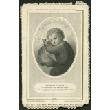 Image religieuse. Le divin enfant se reposant sur son ouvrage.