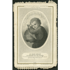 Image religieuse. Le divin enfant se reposant sur son ouvrage.