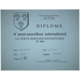 Diplôme. 6e semi-marathon international. La Ferté-Bernard-Bonnétable. 22 kms. 