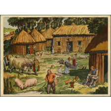 Tableaux d'histoire. N°1. Village gaulois. / N°2. Vercingétorix à Alésia.