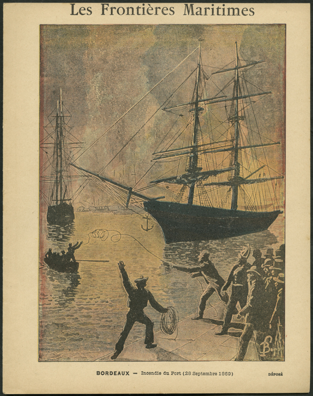 Bordeaux. Incendie du port (28 septembre 1869) - Les frontières maritimes.