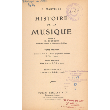 Histoire de la musique. Tome I. Classe de 6e et 5e. Cours préparatoire 2e année. EPS 1ere année.