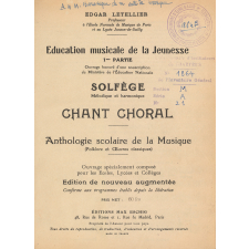 Education musicale de la jeunesse 1e partie. Solfège, mélodique et harmonique. Chant choral. Anthologie scolaire de la musique. Folklore (folklore et oeuvres classiques).