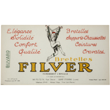 Buvard publicitaire. Bretelles Filver.