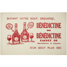 Buvard publicitaire. Bénédictine ou Bénédictine cachet or.