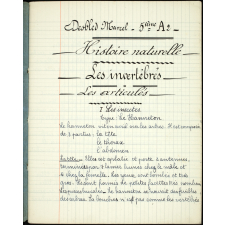 Cahier d'histoire naturelle.