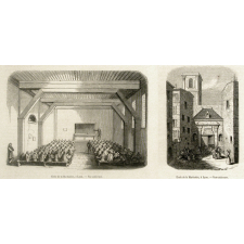 École de la Martinière à Lyon. Vue intérieure. Vue extérieure.