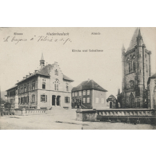 Elsass - Niederhaslach - Alsace - Kirche und Schulhaus.