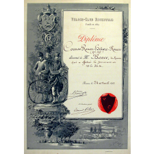 Diplôme de course cycliste. 