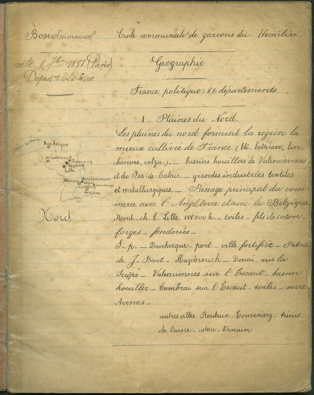 Cahier de géographie. France politique: 86 départements.