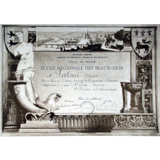 Ex-praemio . République Française - Ministère de l'Instruction Publique et des Beaux-Arts. Ville de Rouen. Ecole Régionale des Beaux-Arts.