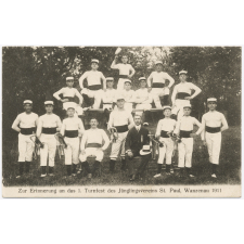 Zur Erinnerung an das 1. Turnfest des Jünglingsvereins St. Paul, Wanzenau 1911.