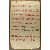 Dans le cadre de la journée d'action des C.A.L aura lieu aujourd'hui mercredi 13, une réunion d'élèves.