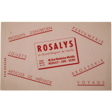 Buvard publicitaire. Rosalys. Le grand magasin de Neuilly.