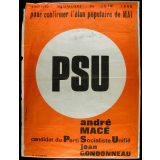 Élections législatives de juin 1968 - Pour confirmer l'élan populaire de mai - PSU.