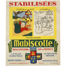 Buvard publicitaire. Stabilisées Mabiscotte. Chaussée glissante.
