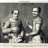 Dame enseignant à lire à une jeune fille.