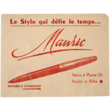 Buvard publicitaire. Mauric, le stylo qui défie le temps.