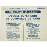 Buvard publicitaire. École Supérieure de Commerce de Paris. Millésime 55. 