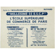 Buvard publicitaire. École Supérieure de Commerce de Paris. Millésime 55. 