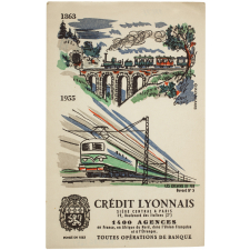 Buvard publicitaire. Crédit Lyonnais. Les chemins de fer.