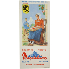 Buvard publicitaire. Biscottes Magdeleine. Flandre. 