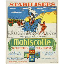 Buvard publicitaire. Stabilisées Mabiscotte. 1429, Jeanne d'Arc à Orléans.