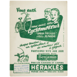 Buvard publicitaire. Benjamin. Héraklès. Vous aussi vous aurez votre cyclomoteur. 