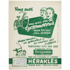 Buvard publicitaire. Benjamin. Héraklès. Vous aussi vous aurez votre cyclomoteur.
