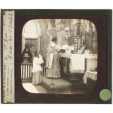Positifs sur verre édités par la Bonne Presse. La Sainte Messe. Le prêtre lit l'évangile.