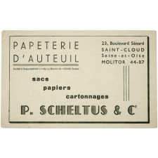Buvard publicitaire. Papeterie d'Auteuil, Saint-Cloud.