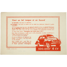 Buvard publicitaire. 500 000e 4 CV.