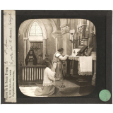 Positifs sur verre édités par la Bonne Presse. La Sainte Messe. Le prêtre dit les dernières évangiles.
