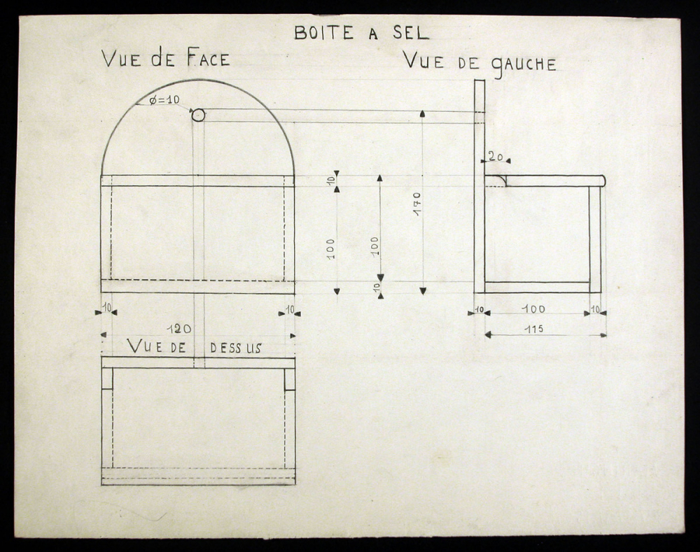 Croquis coté : la boîte à sel.