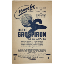 Buvard publicitaire. Eugène Grospiron Jeune. Grand concours de buvards.