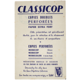 Buvard publicitaire. Classicop. Copies doubles perforées. 