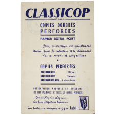 Buvard publicitaire. Classicop. Copies doubles perforées.