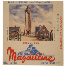 Buvard publicitaire. Biscottes Magdeleine. Fermanville - Le Phare.
