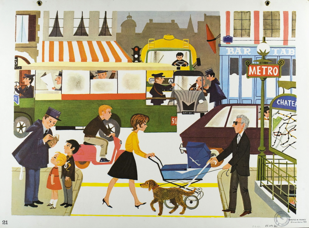 Tableau mural. Écrire et parler CE2. Dans les rues de Paris. 