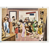 Tableau mural. Écrire et parler CE1. Chez la marchande de chaussures.