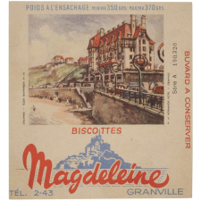 Buvard publicitaire. Biscottes Magdeleine. Granville - Normandie Hôtel. 
