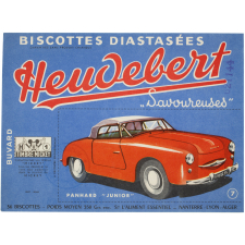Buvard publicitaire. Heudebert. Panhard junior. Timbre Mickey.