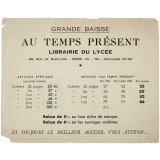 Buvard publicitaire. Au temps Présent, Paris VII.