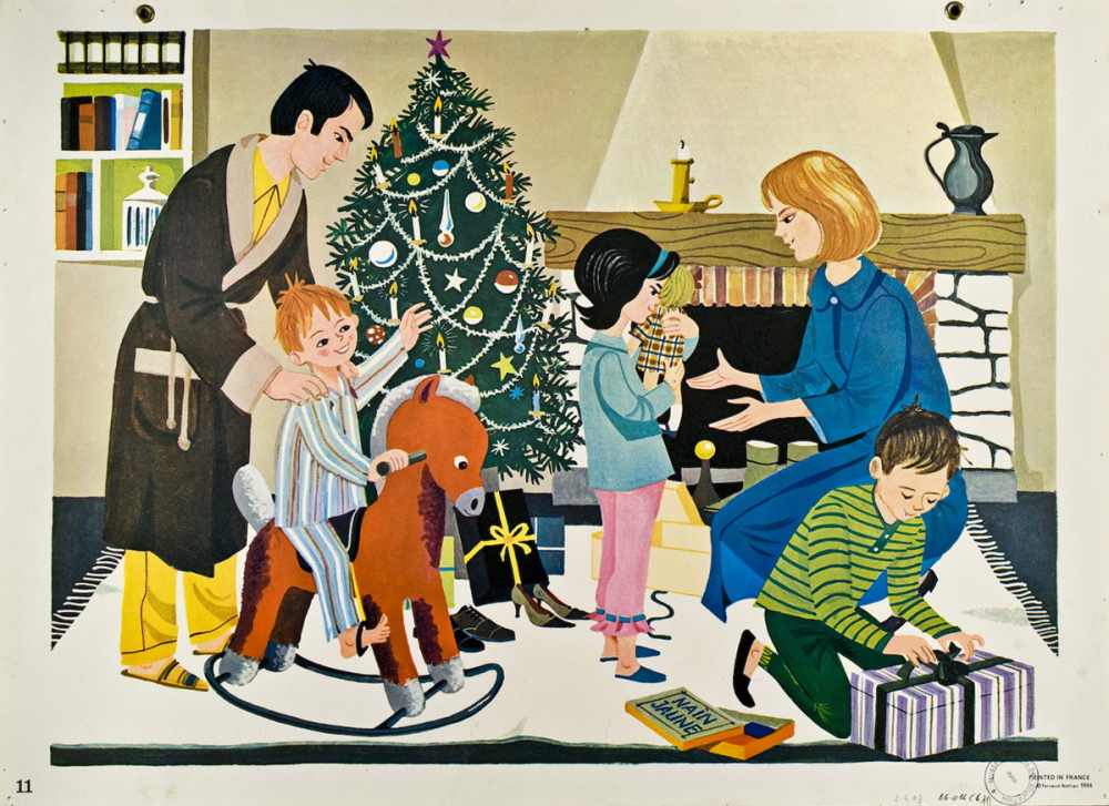 Tableau mural. Écrire et parler CE2. Matin de Noël. 