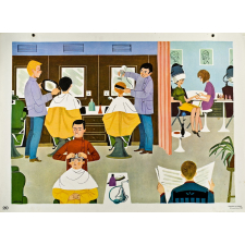Tableau mural. Écrire et parler CE2. Chez le coiffeur.