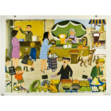 Tableau mural. Écrire et parler CE2. Au marché.